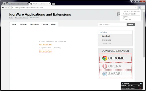 NoFollow एक्सटेंशन डाउनलोड करें – SEO लिंक विश्लेषण टूल - Screenshot 1