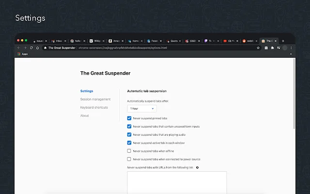 The Great Suspender Original डाउनलोड करें – ब्राउज़र स्पीड बढ़ाएं - Screenshot 3