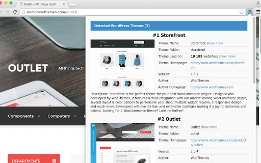 WordPress Theme Detector – अपनी वेबसाइट के लिए थीम और प्लगइन खोजें - Screenshot 1