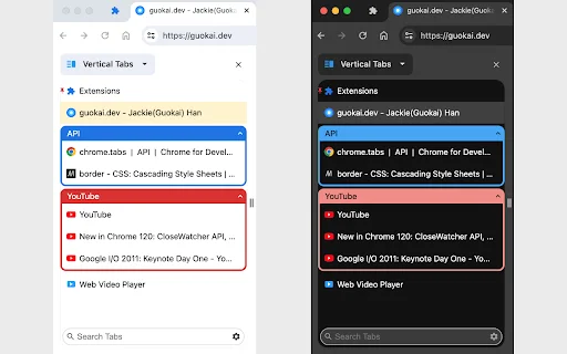 Vertical Tabs in Side Panel डाउनलोड करें – Chrome के लिए बेस्ट वर्टिकल टैब मैनेजर - Screenshot 1