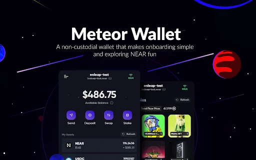 Meteor Wallet डाउनलोड करें – NEAR टोकन और NFT के लिए सुरक्षित क्रिप्टो वॉलेट - Screenshot 1