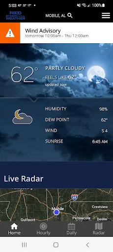 FOX10 Weather Mobile Alabama डाउनलोड करें – सटीक मौसम अपडेट - Screenshot 1