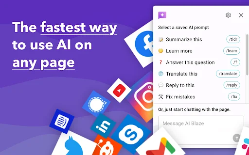 AI Blaze डाउनलोड करें – किसी भी वेबसाइट पर GPT-5 और Claude का उपयोग करें - Screenshot 1