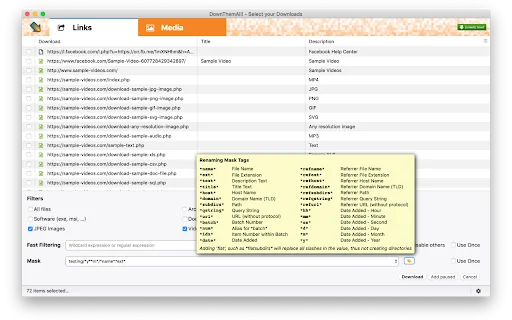DownThemAll! डाउनलोड करें – ब्राउज़र के लिए सबसे तेज़ बल्क डाउनलोडर - Screenshot 2