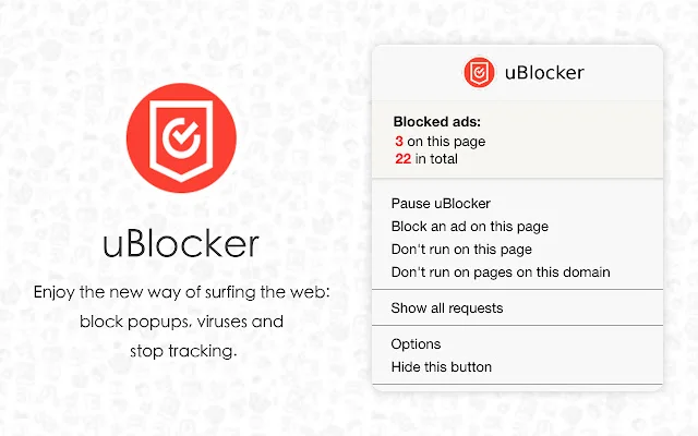 uBlocker डाउनलोड करें – Chrome के लिए सर्वश्रेष्ठ विज्ञापन अवरोधक - Screenshot 1