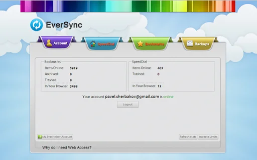 EverSync डाउनलोड करें – ब्राउज़र बुकमार्क और स्पीड डायल सिंक करें - Screenshot 5