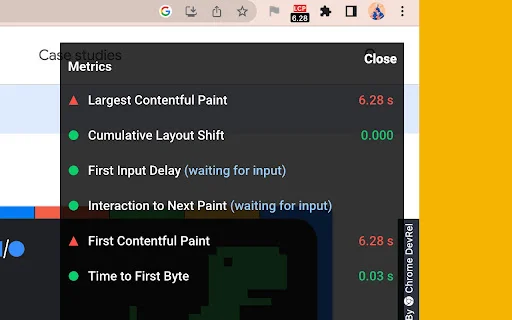 Web Vitals एक्सटेंशन डाउनलोड करें – वेबसाइट स्पीड और UX सुधारें - Screenshot 3