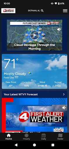 WTVY-TV 4 First Alert Weather डाउनलोड करें – सटीक मौसम अपडेट - Screenshot 1