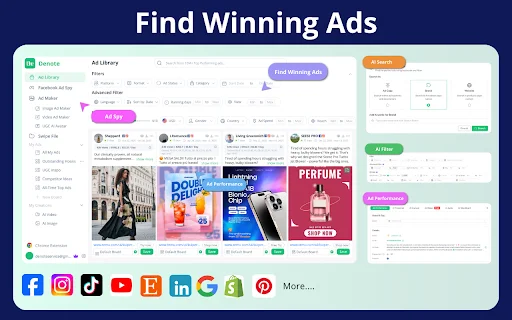 Denote: FB और TK Ad Library के लिए सर्वश्रेष्ठ Ad Spy टूल - Screenshot 4