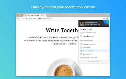 Writer – Extension & Clipper डाउनलोड करें – मुफ़्त डॉक्यूमेंट एडिटर - Screenshot 1