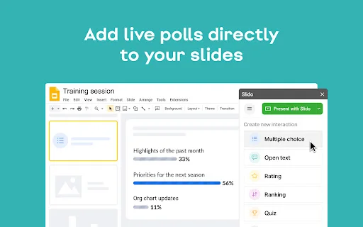 Slido डाउनलोड करें – Google Slides के लिए लाइव पोल और Q&A टूल - Screenshot 2