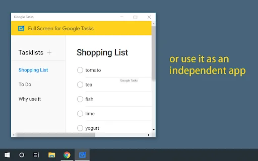 Full Screen for Google Tasks डाउनलोड करें – डेस्कटॉप के लिए बेस्ट ऐप - Screenshot 2