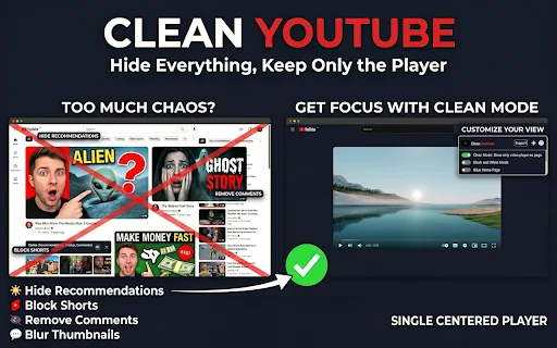Clean YouTube डाउनलोड करें – Shorts और विचलित करने वाले वीडियो हटाएँ - Screenshot 3