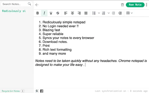 Notepad डाउनलोड करें – Chrome के लिए सरल और सिंक करने योग्य नोटपैड - Screenshot 1