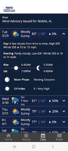 FOX10 Weather Mobile Alabama डाउनलोड करें – सटीक मौसम अपडेट - Screenshot 4