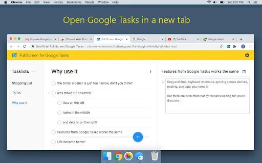 Full Screen for Google Tasks डाउनलोड करें – डेस्कटॉप के लिए बेस्ट ऐप - Screenshot 1