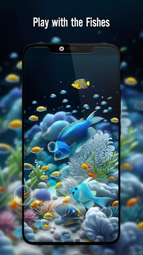 Fish On Screen 3D Wallpaper डाउनलोड करें – बेहतरीन लाइव वॉलपेपर - Screenshot 2