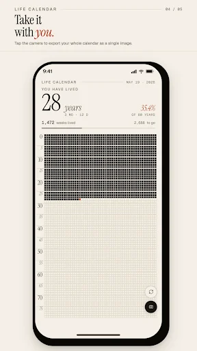 Life Calendar डाउनलोड करें – अपने जीवन के हर सप्ताह को ट्रैक करें - Screenshot 3