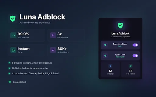 Luna Adblock डाउनलोड करें – YouTube और वेब के लिए बेस्ट एड ब्लॉकर - Screenshot 1