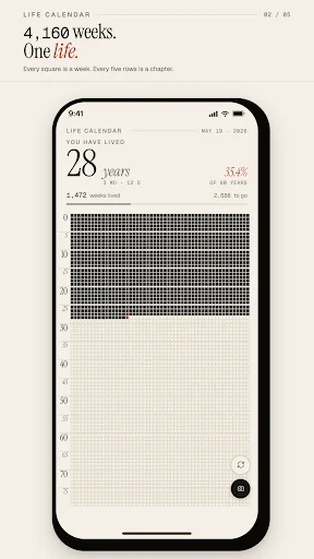Life Calendar डाउनलोड करें – अपने जीवन के हर सप्ताह को ट्रैक करें - Screenshot 2