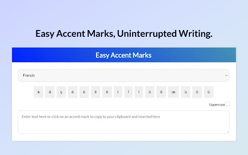 Easy Accent Marks डाउनलोड करें – सभी भाषाओं के लिए बेहतरीन एक्सटेंशन - Screenshot 1