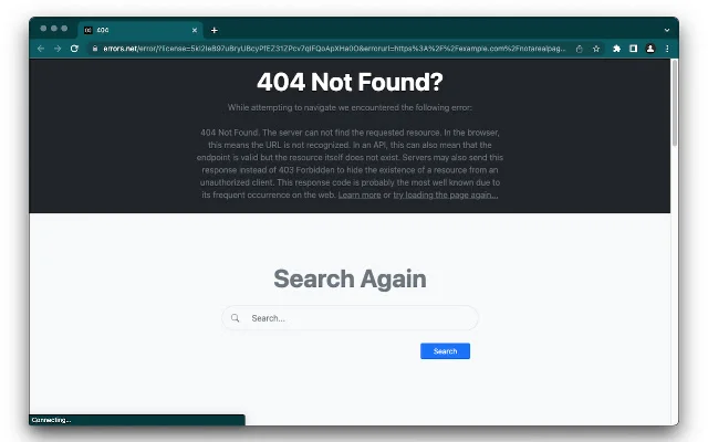 Errors.net एक्सटेंशन डाउनलोड करें – इंटरनेट एरर को दूर भगाएं - Screenshot 1