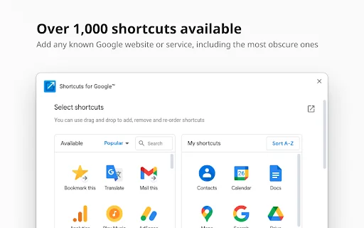 Shortcuts for Google डाउनलोड करें – सभी Google ऐप्स के लिए शॉर्टकट - Screenshot 2